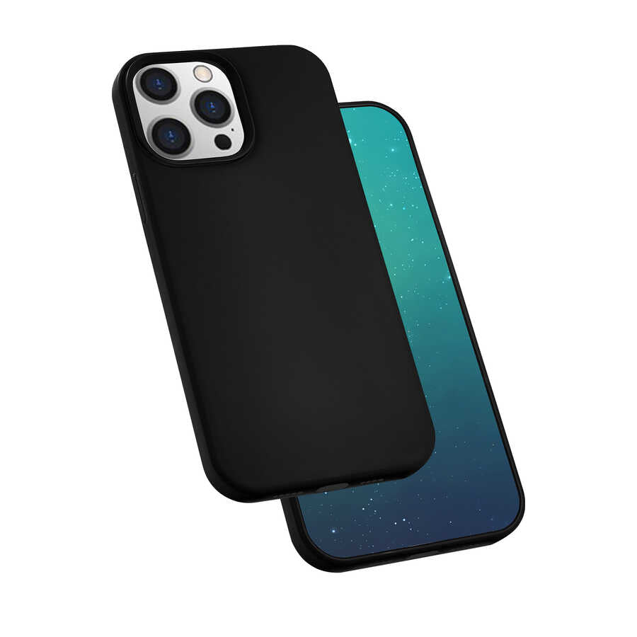 Apple iPhone 13 Pro Kılıf Zore Silk Silikon Siyah