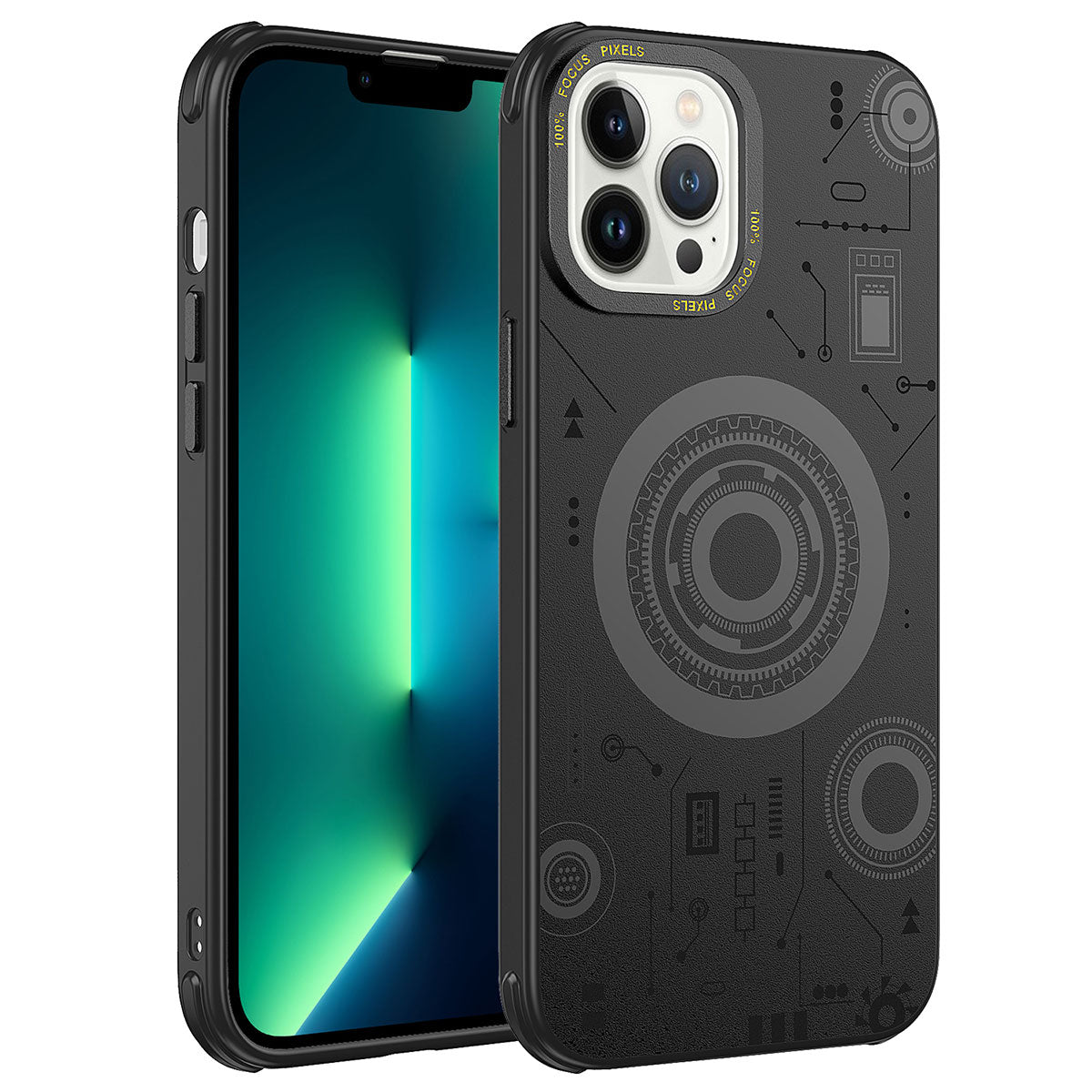 Apple iPhone 13 Pro Kılıf Zore Wireless Şarj Özellikli Desenli Hot Kapak Rose Gold