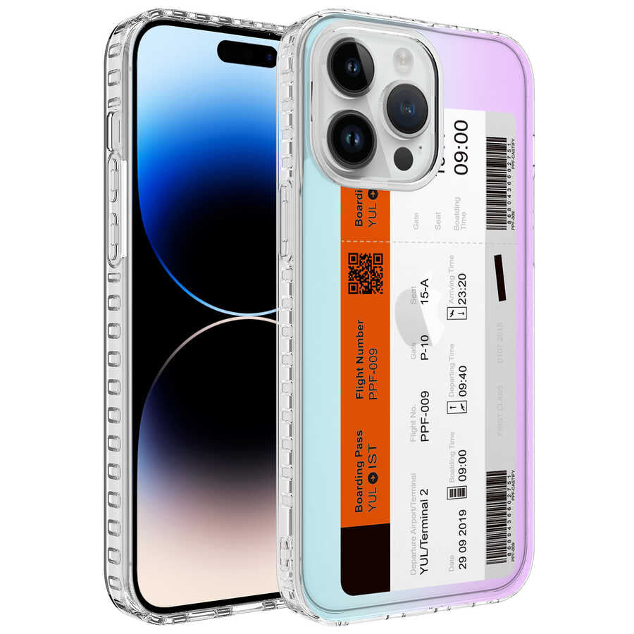 Apple iPhone 13 Pro Max Kılıf Airbag Kenarlı Renkli Desenli Silikon Zore Elegans Kapak NO1