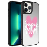 Apple iPhone 13 Pro Max Kılıf Aynalı Desenli Kamera Korumalı Parlak Zore Mirror Kapak Süper Anne