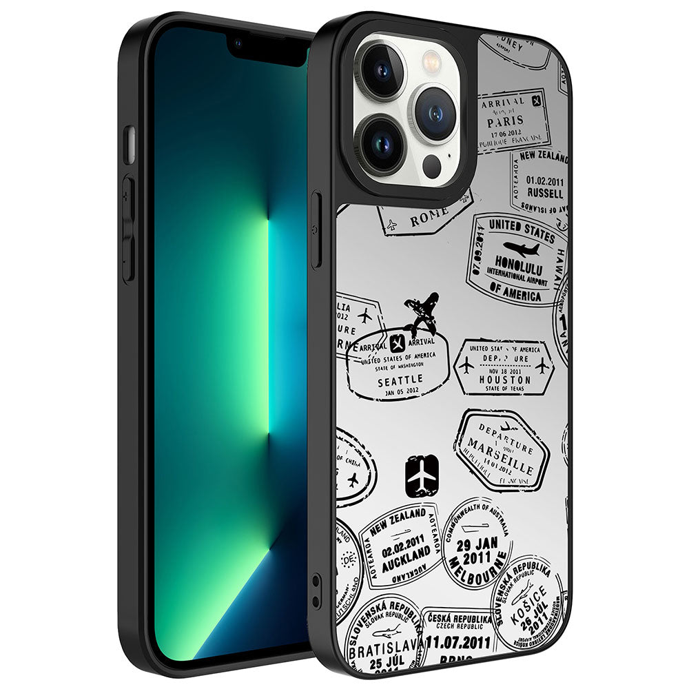 Apple iPhone 13 Pro Max Kılıf Aynalı Desenli Kamera Korumalı Parlak Zore Mirror Kapak Seyahat