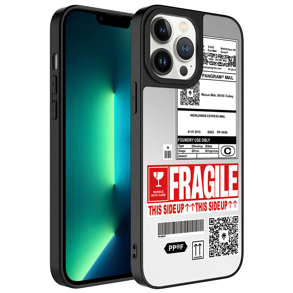 Apple iPhone 13 Pro Max Kılıf Aynalı Desenli Kamera Korumalı Parlak Zore Mirror Kapak Yazı