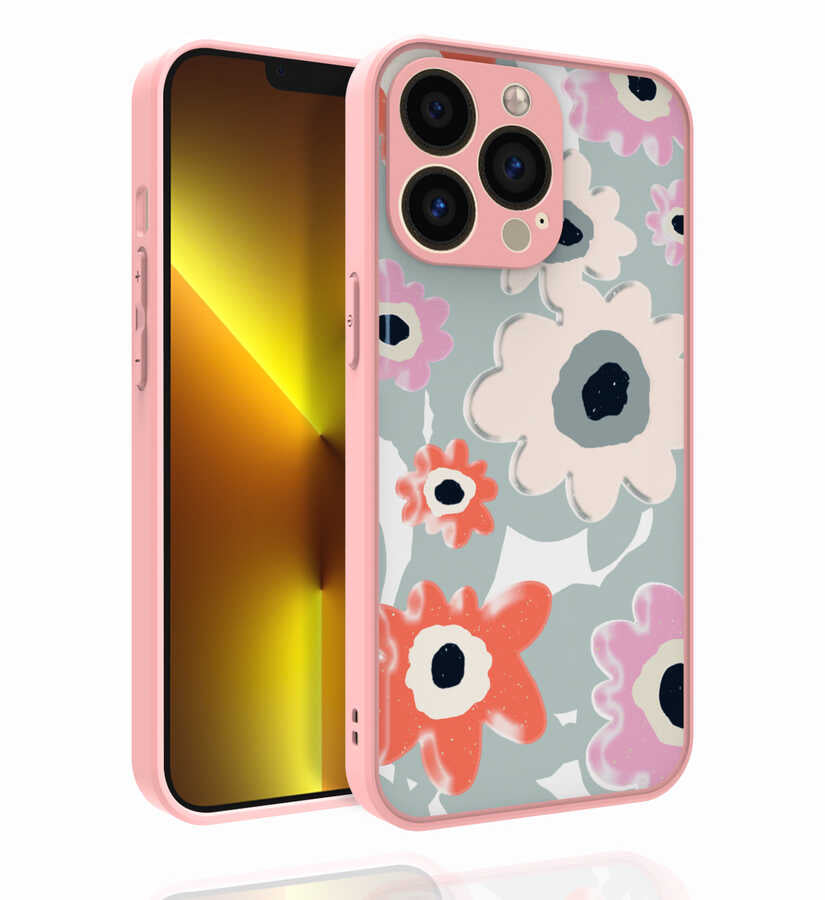 Apple iPhone 13 Pro Max Kılıf Desenli Kamera Korumalı Parlak Zore Nora Kapak NO5