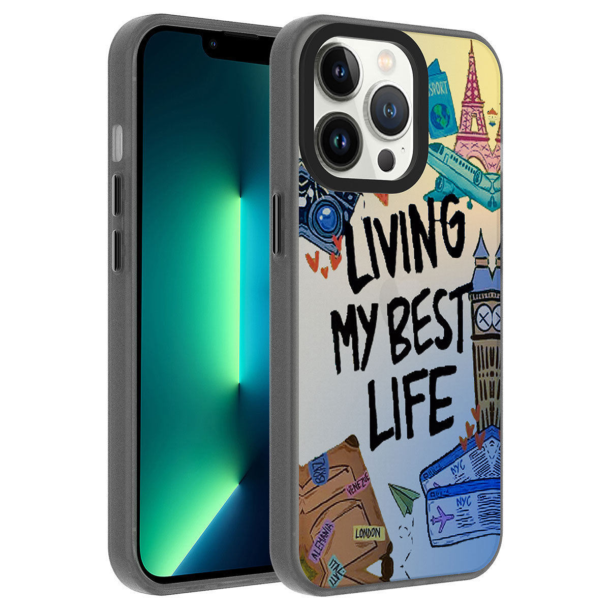 Apple iPhone 13 Pro Max Kılıf Desenli Zore Dragon Sert Kapak Seyahat