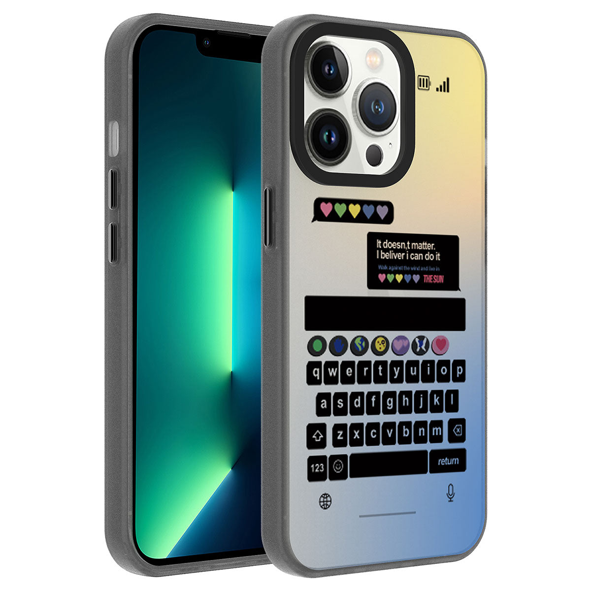 Apple iPhone 13 Pro Max Kılıf Desenli Zore Dragon Sert Kapak Kelimeler