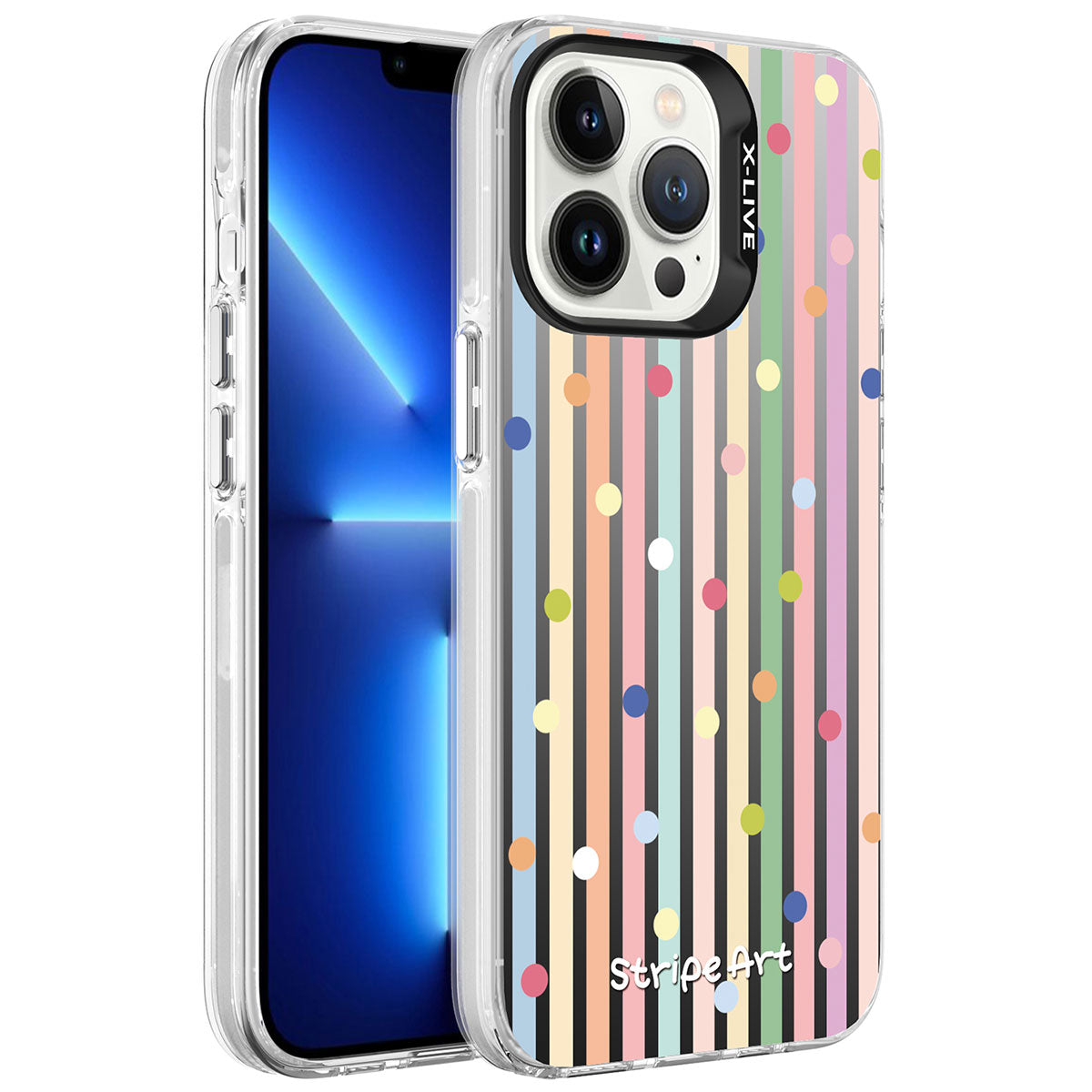 Apple iPhone 13 Pro Max Kılıf Desenli Zore Silver Sert Kapak Noktalar