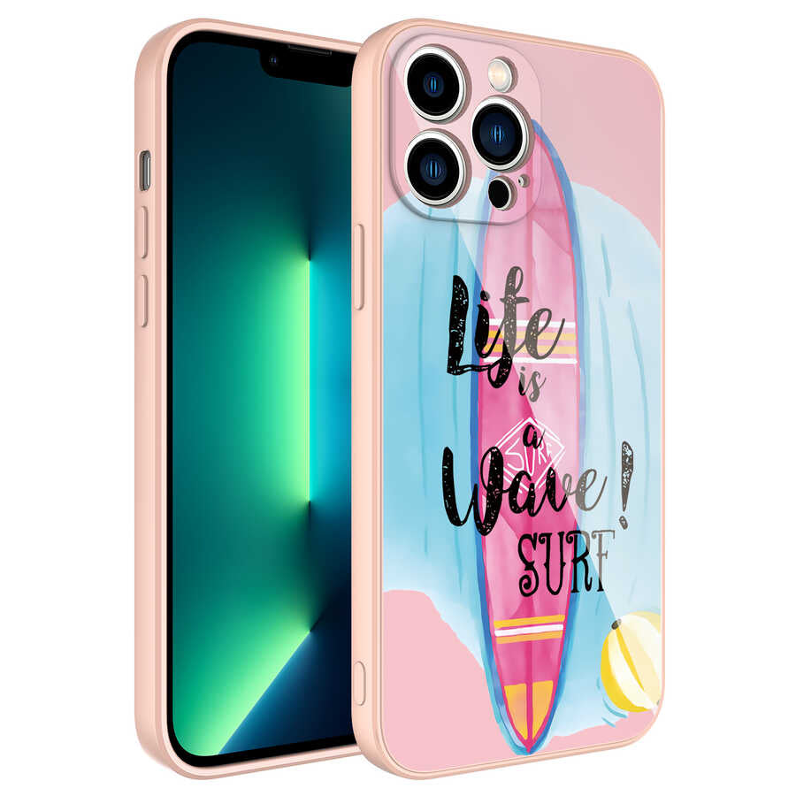 Apple iPhone 13 Pro Max Kılıf Kamera Korumalı Desenli Sert Silikon Zore Epoksi Kapak NO10