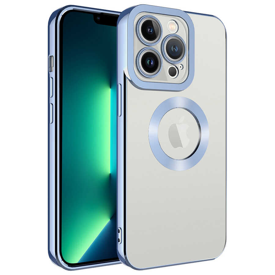 Apple iPhone 13 Pro Max Kılıf Kamera Korumalı Logo Gösteren Zore Omega Kapak Gold