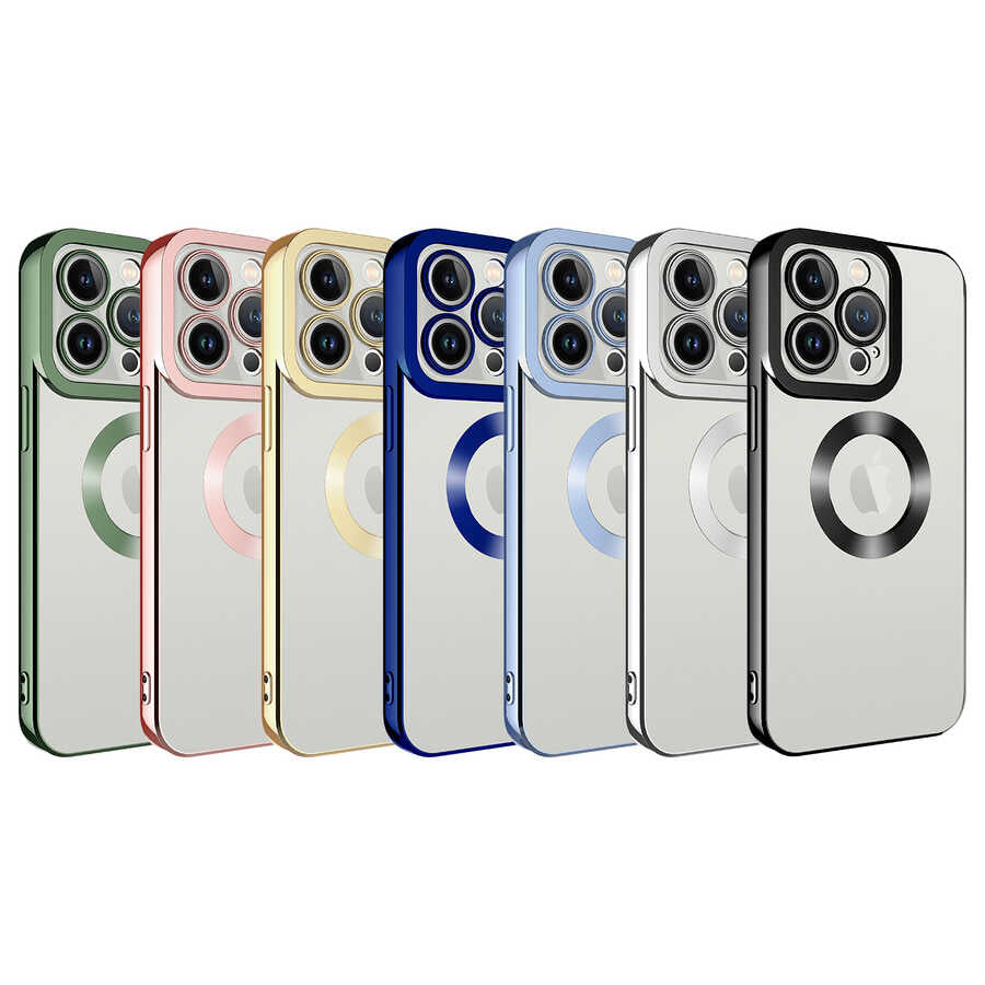 Apple iPhone 13 Pro Max Kılıf Kamera Korumalı Logo Gösteren Zore Omega Kapak Gold