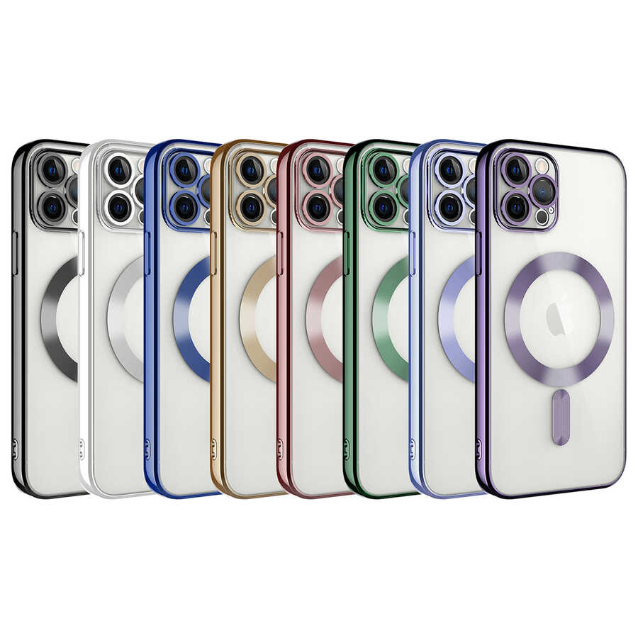 Apple iPhone 13 Pro Max Kılıf Kamera Korumalı M-safe Wireless Şarj Özellikli Zore Demre Kapak Gold