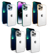 Apple iPhone 13 Pro Max Kılıf Kamera Korumalı Renkli Çerçeveli Zore Garaj Kapak Gold