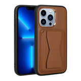 Apple iPhone 13 Pro Max Kılıf Kartlıklı Standlı Pu Deri Zore Memo Kapak Kahverengi