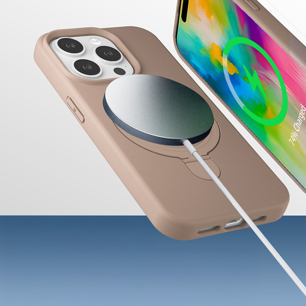 Apple iPhone 13 Pro Max Kılıf M-safe Şarj Özellikli Standlı Zore Samara Kapak Lacivert