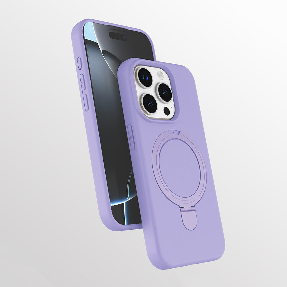 Apple iPhone 13 Pro Max Kılıf M-safe Şarj Özellikli Standlı Zore Samara Kapak Lila