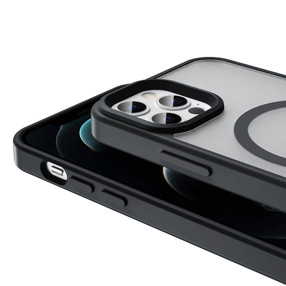 Apple iPhone 13 Pro Max Kılıf M-safe Şarj Özellikli Mat Arka Yüzey Zore Sio Kapak Siyah