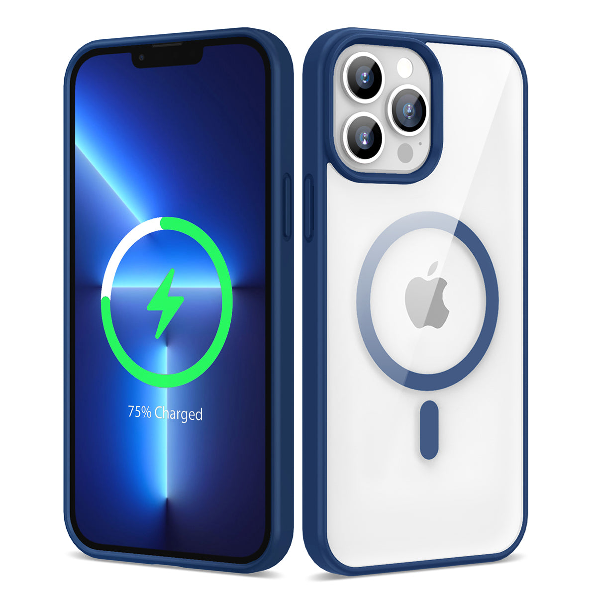Apple iPhone 13 Pro Max Kılıf M-safe Wireless Şarj Özellikli Silikon Zore Ege Kapak Mavi