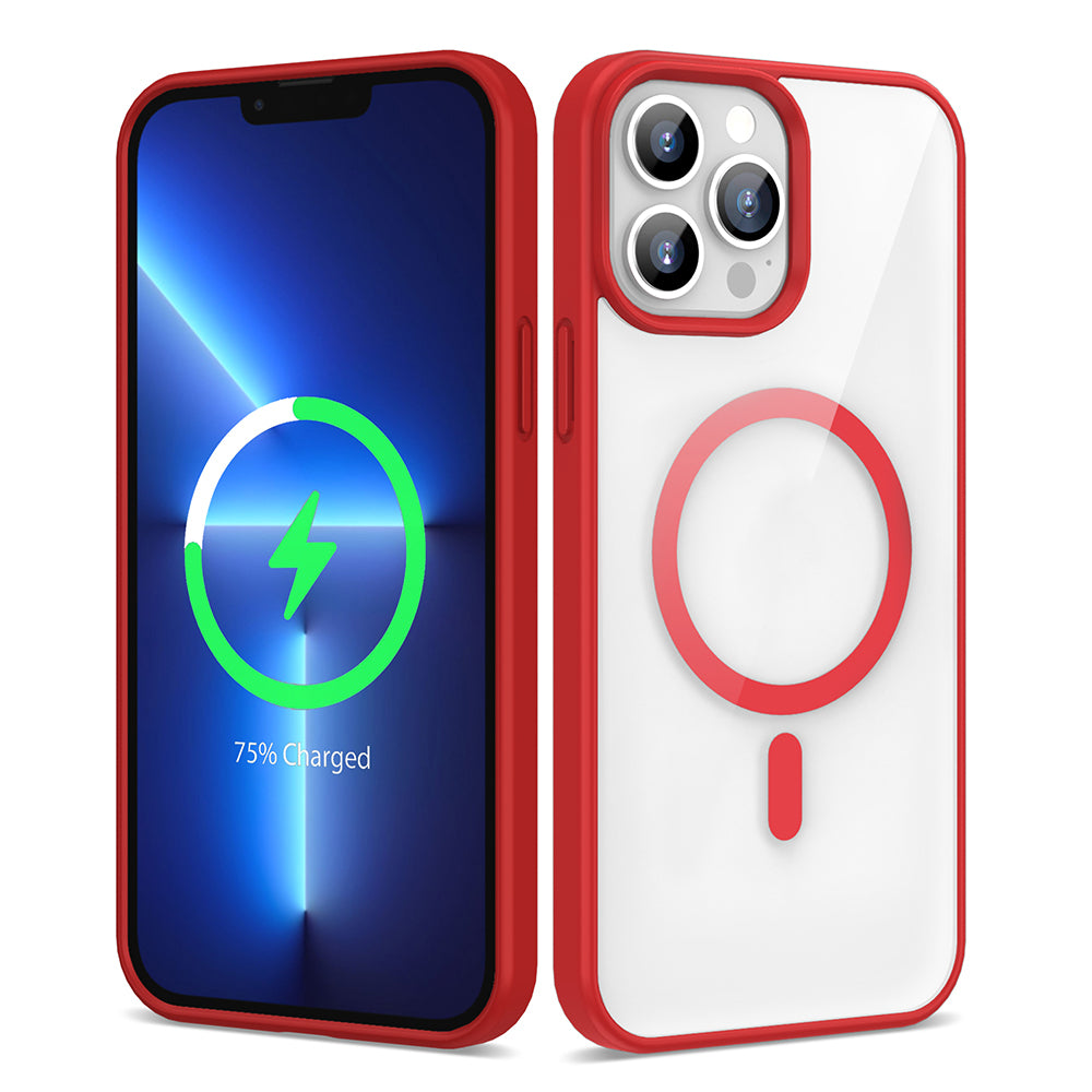 Apple iPhone 13 Pro Max Kılıf M-safe Wireless Şarj Özellikli Silikon Zore Ege Kapak Kırmızı