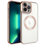 Apple iPhone 13 Pro Max Kılıf M-safe Wireless Şarj Özellikli Zore Setro Silikon Gümüş