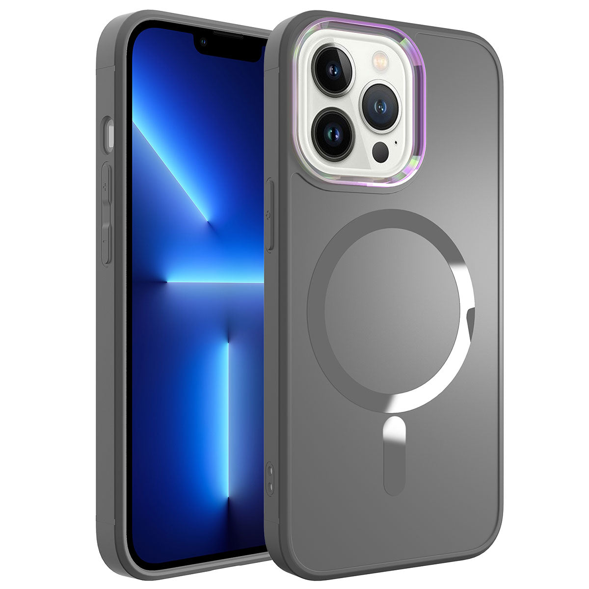 Apple iPhone 13 Pro Max Kılıf M-safe Wireless Şarj Özellikli Zore Stil Kapak Derin Mor