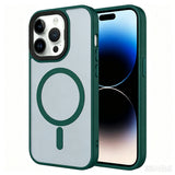 Apple iPhone 13 Pro Max Kılıf Mat Arka Yüzey Wireless Şarj Özellikli Zore Flet M-safe Kapak Koyu Yeşil