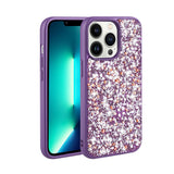 Apple iPhone 13 Pro Max Kılıf Parlak Taşlı Tasarım Zore Linea Kapak Derin Mor