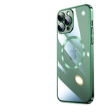 Apple iPhone 13 Pro Max Kılıf Wireless Şarj Özellikli Sert PC Zore Riksos M-safe Kapak Koyu Yeşil