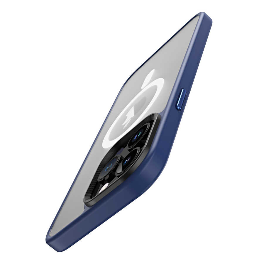 Apple iPhone 13 Pro Max Kılıf Wireless Şarj Özellikli Zore Hibrit M-safe Kapak Renksiz