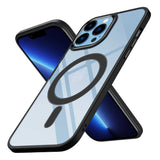 Apple iPhone 13 Pro Max Kılıf Wireless Şarj Özellikli Zore Krom M-safe Silikon Kapak Lacivert