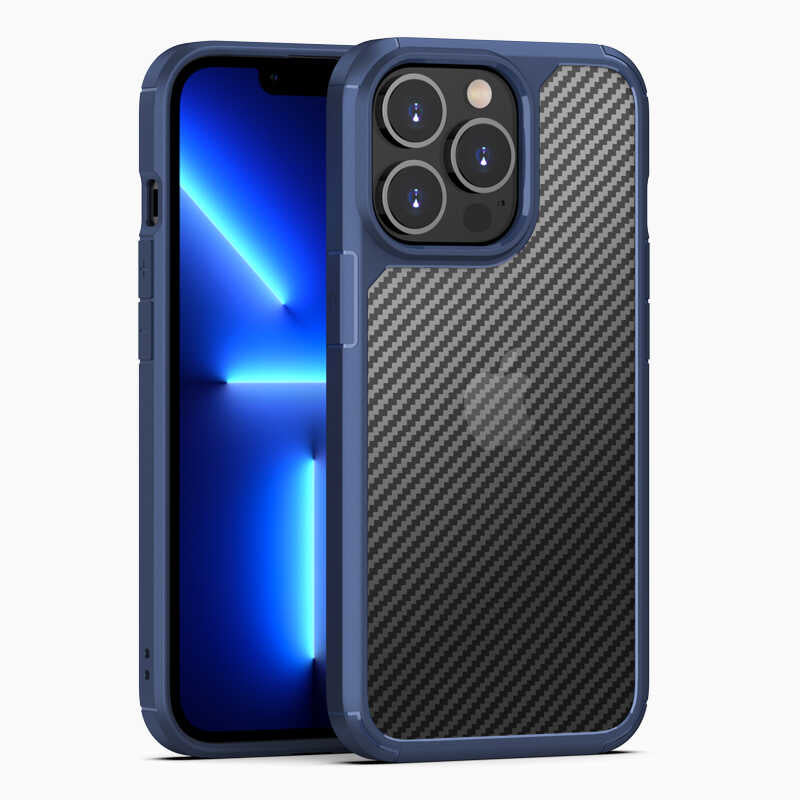 Apple iPhone 13 Pro Max Kılıf Zore İnoks Kapak Mavi