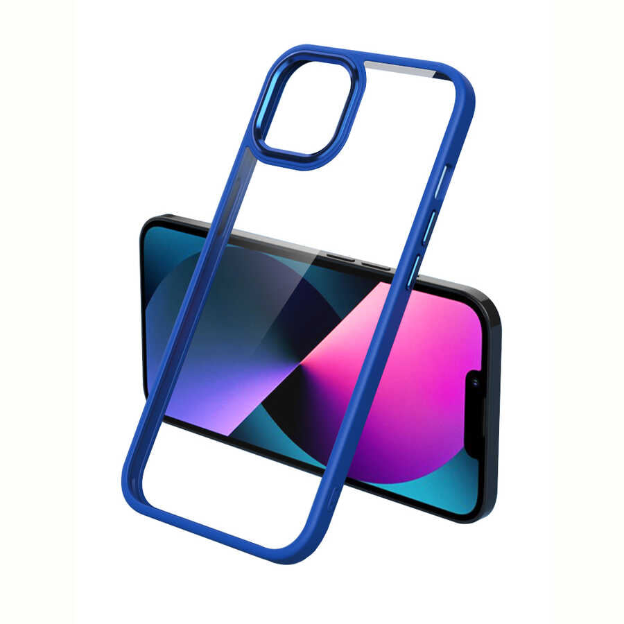 Apple iPhone 13 Pro Max Kılıf Zore Krom Kapak Lacivert