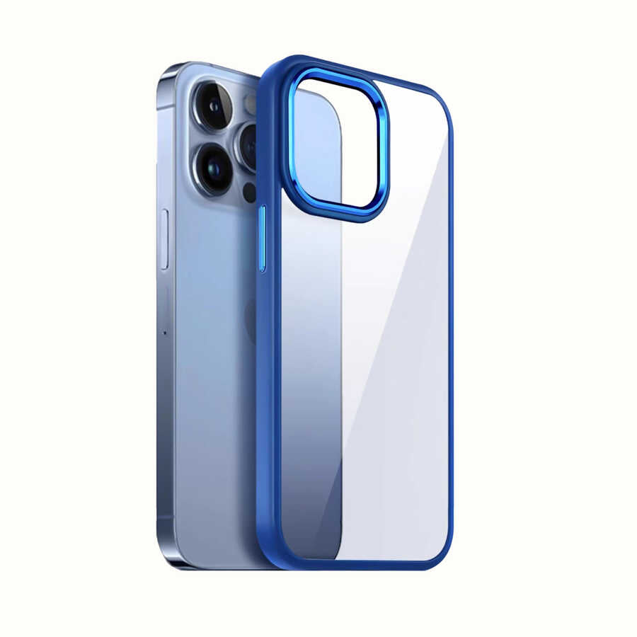 Apple iPhone 13 Pro Max Kılıf Zore Krom Kapak Lacivert