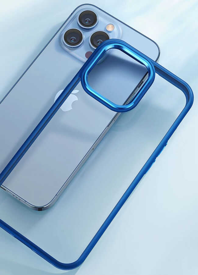 Apple iPhone 13 Pro Max Kılıf Zore Krom Kapak Lacivert