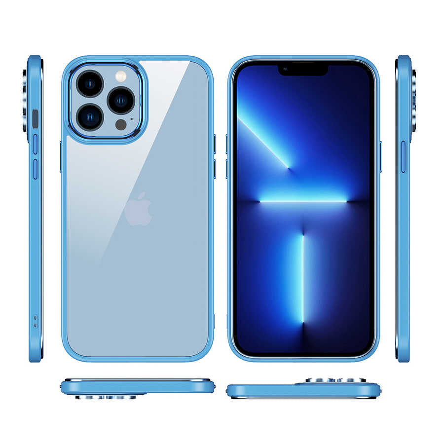 Apple iPhone 13 Pro Max Kılıf Zore Krom Kapak Lacivert