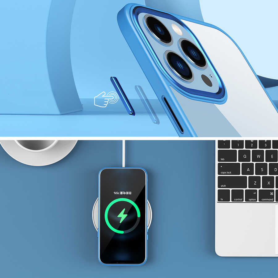 Apple iPhone 13 Pro Max Kılıf Zore Krom Kapak Lacivert