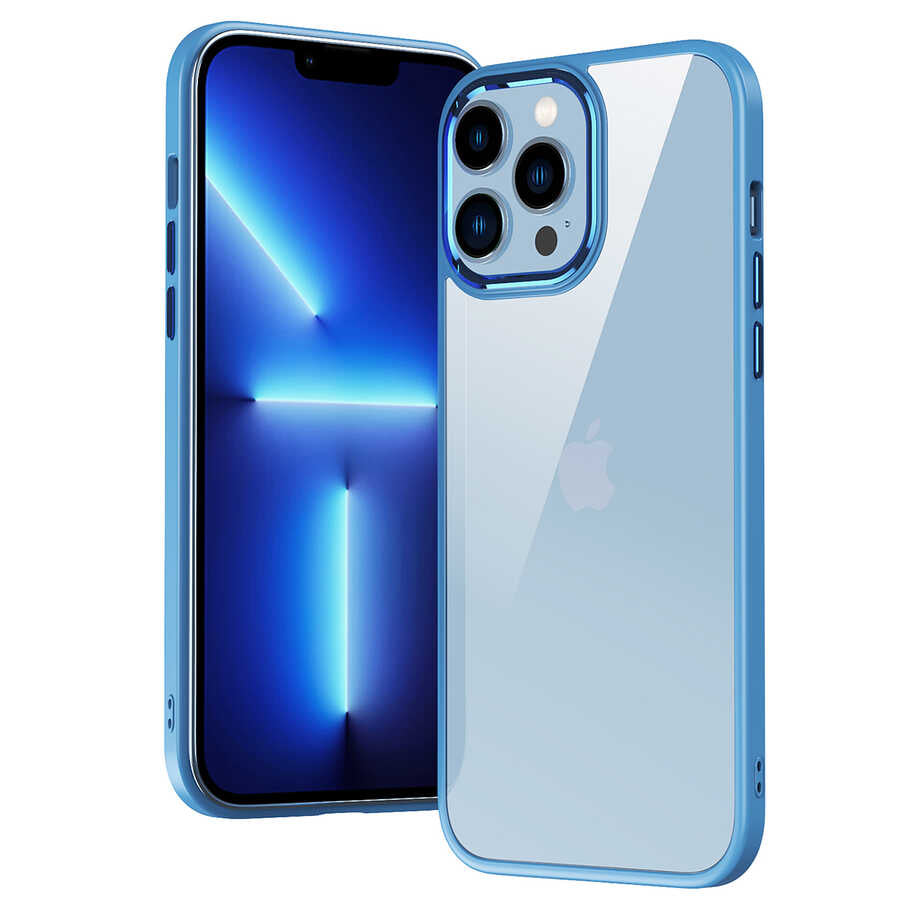 Apple iPhone 13 Pro Max Kılıf Zore Krom Kapak Lacivert