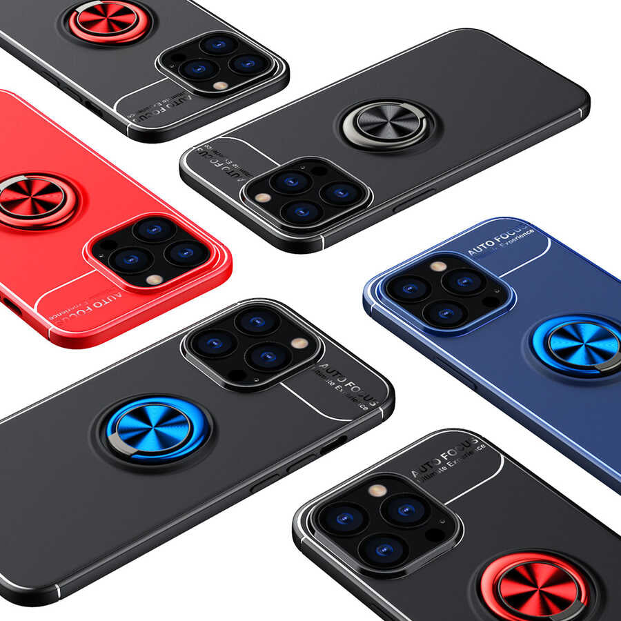 Apple iPhone 13 Pro Max Kılıf Zore Ravel Silikon Kapak Siyah-Mavi