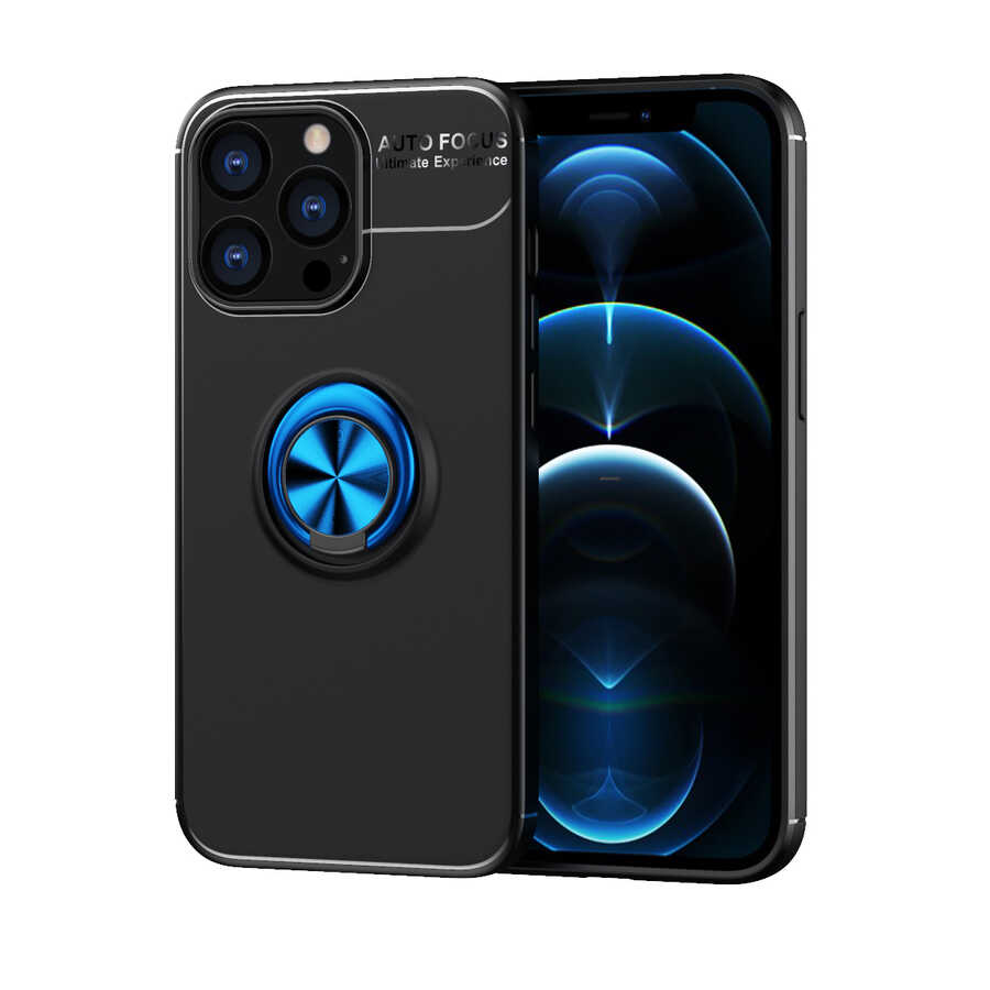 Apple iPhone 13 Pro Max Kılıf Zore Ravel Silikon Kapak Siyah-Mavi