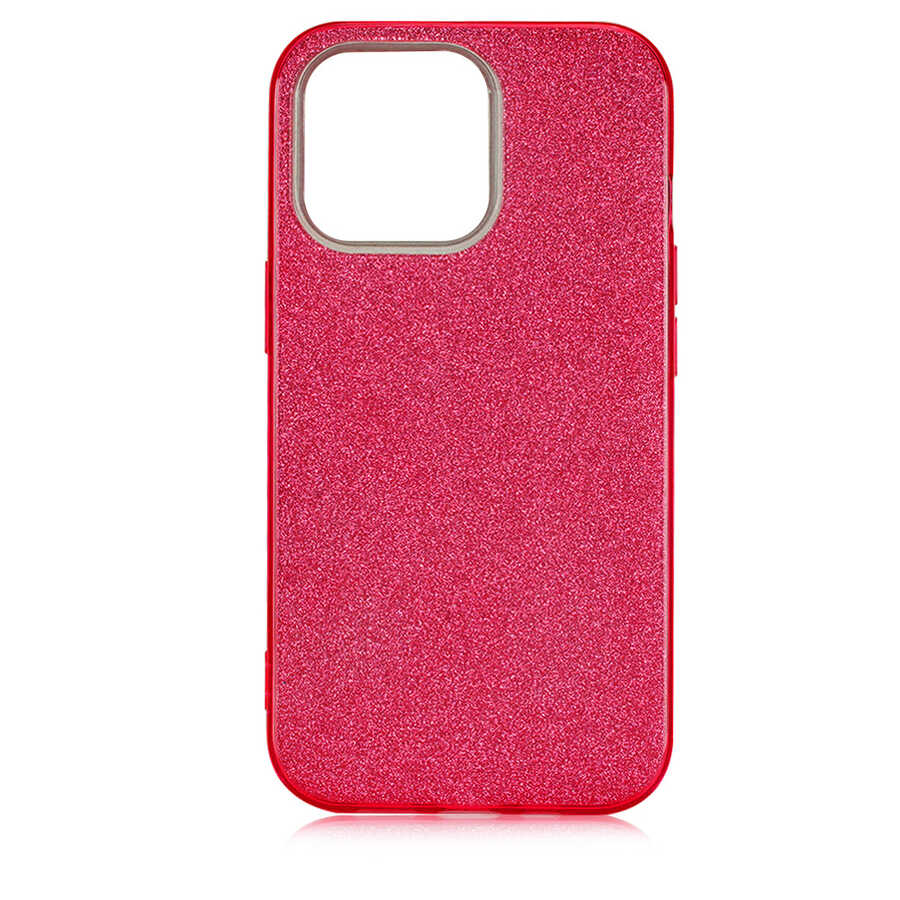 Apple iPhone 13 Pro Max Kılıf Zore Shining Silikon Kırmızı