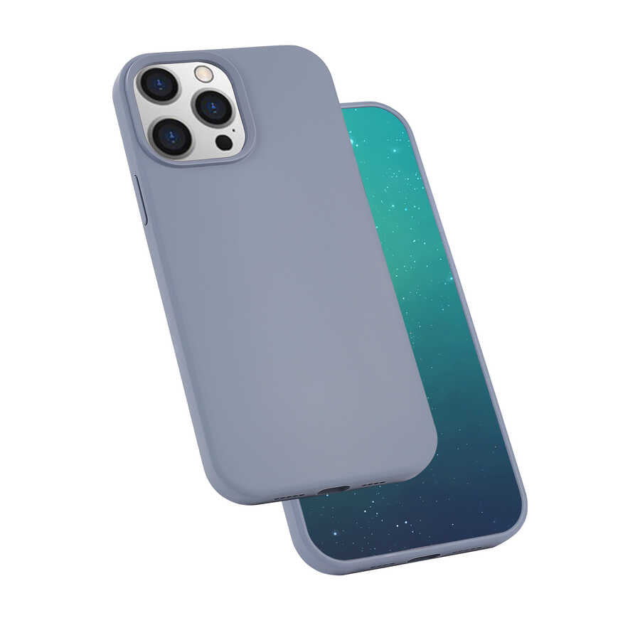Apple iPhone 13 Pro Max Kılıf Zore Silk Silikon Lila