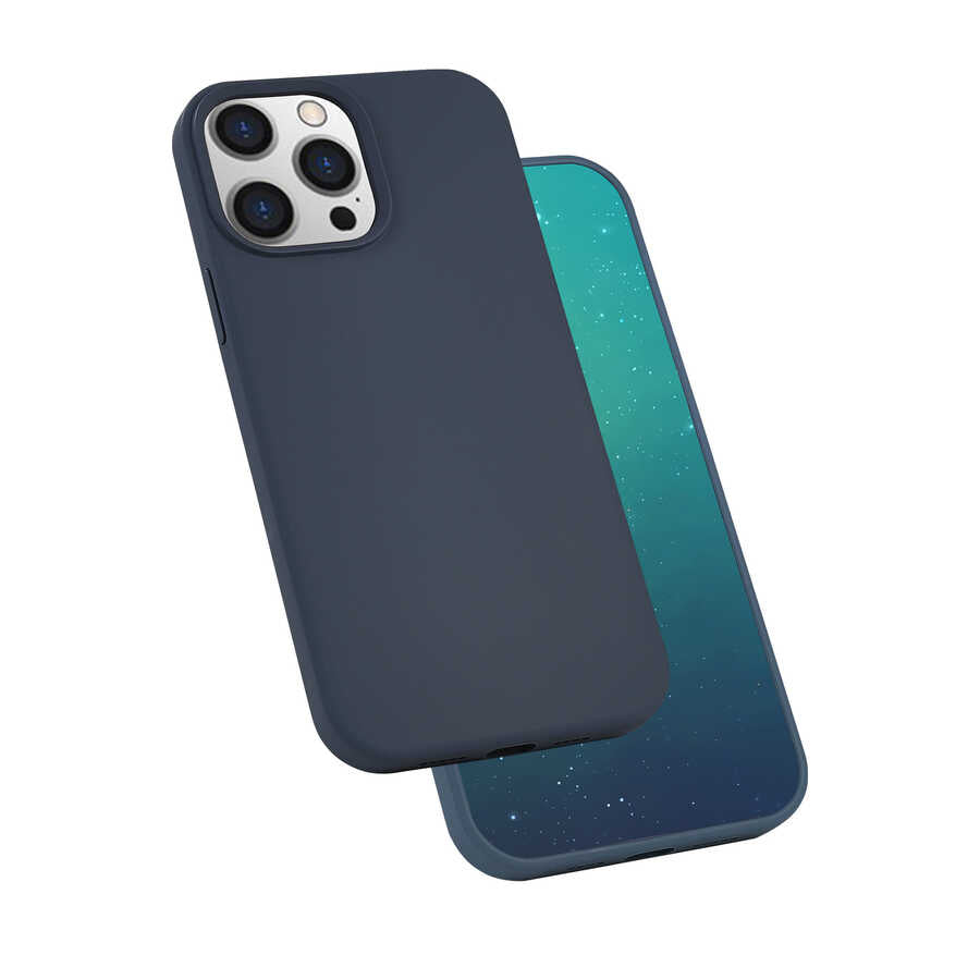 Apple iPhone 13 Pro Max Kılıf Zore Silk Silikon Lacivert