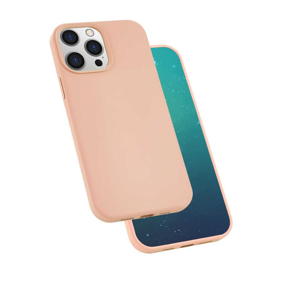 Apple iPhone 13 Pro Max Kılıf Zore Silk Silikon Pembe