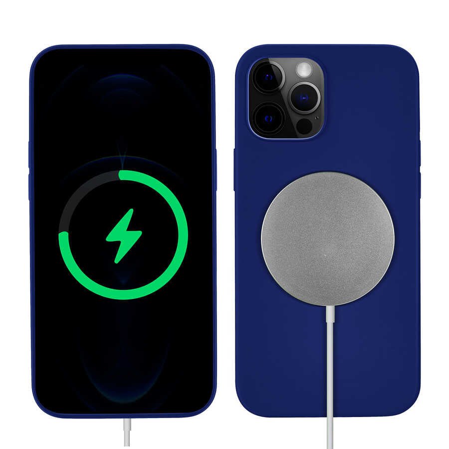 Apple iPhone 13 Pro Max Kılıf Zore Silksafe Wireless Kapak Mavi