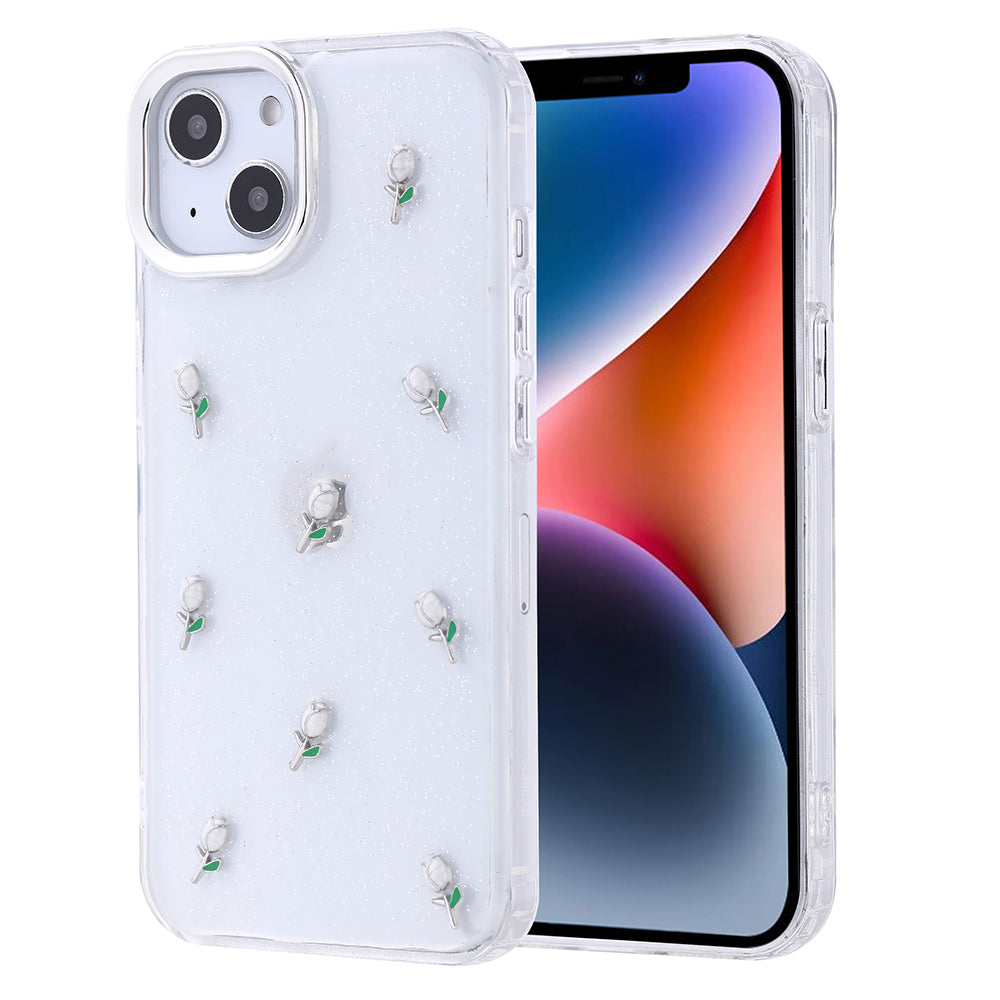 Apple iPhone 14 Kılıf Airbag Tasarımlı Simli Şeffaf Zore Kutup Kapak Lale