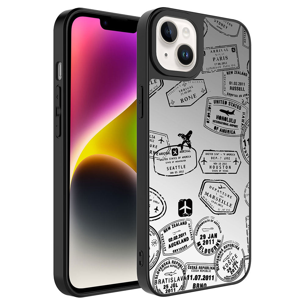 Apple iPhone 14 Kılıf Aynalı Desenli Kamera Korumalı Parlak Zore Mirror Kapak Seyahat