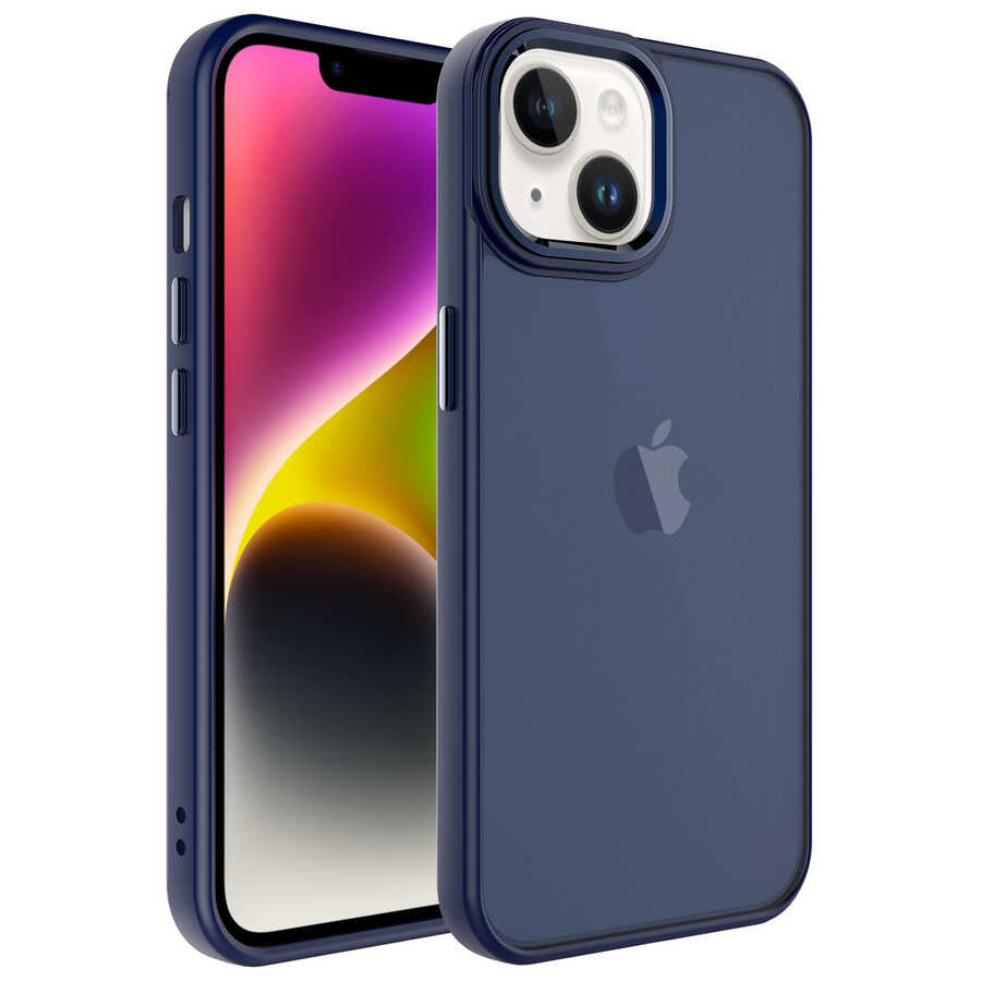 Apple iPhone 14 Kılıf Buzlu Sert PC Zore May Kapak Pembe Açık