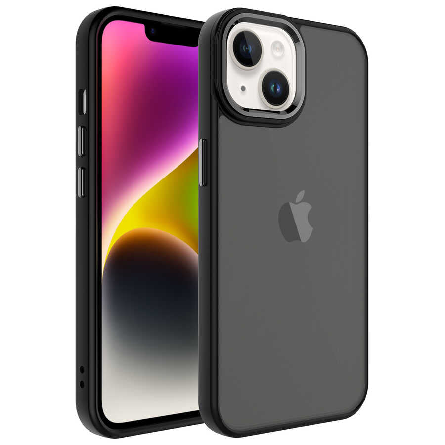 Apple iPhone 14 Kılıf Buzlu Sert PC Zore May Kapak Siyah