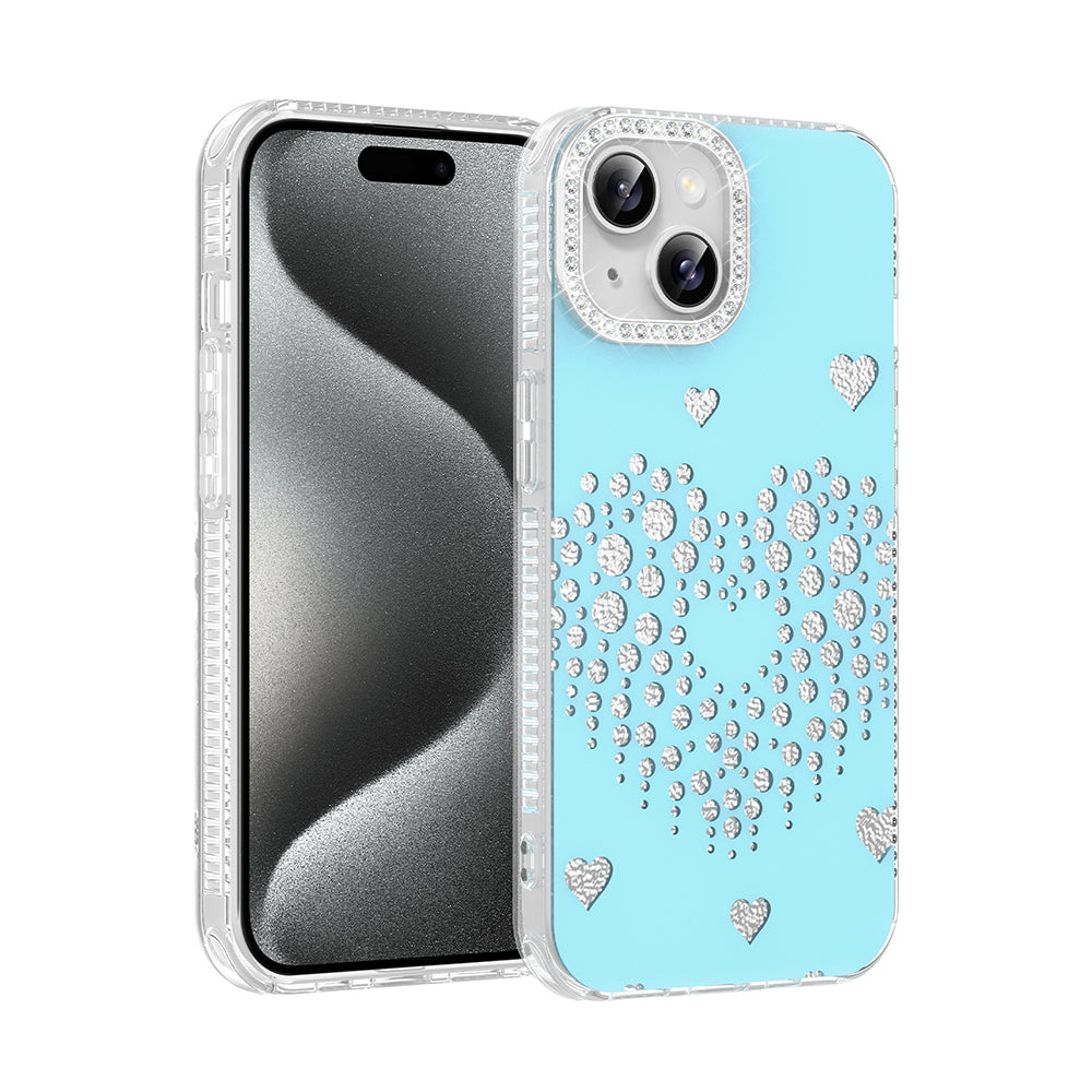 Apple iPhone 14 Kılıf Damla Taşlı Zore Rivas Sert PC Kapak Mavi