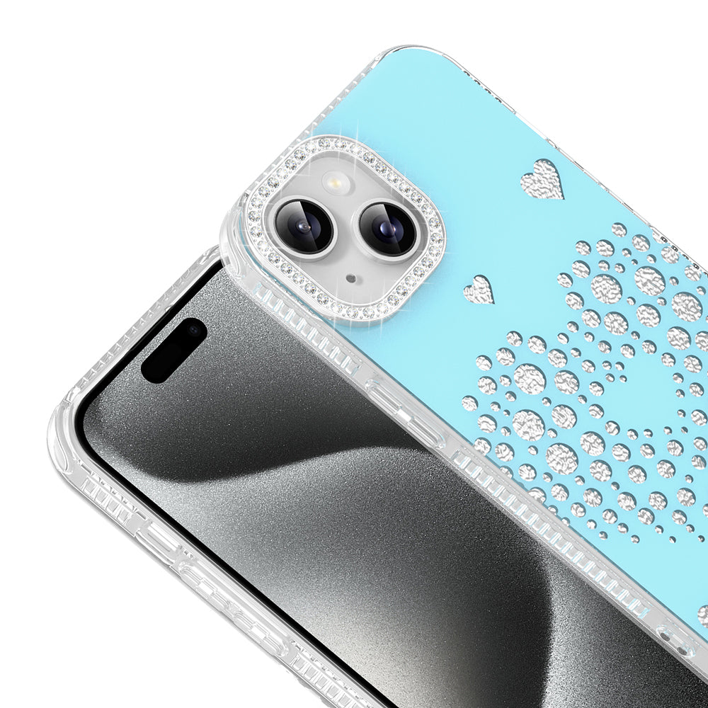 Apple iPhone 14 Kılıf Damla Taşlı Zore Rivas Sert PC Kapak Mavi