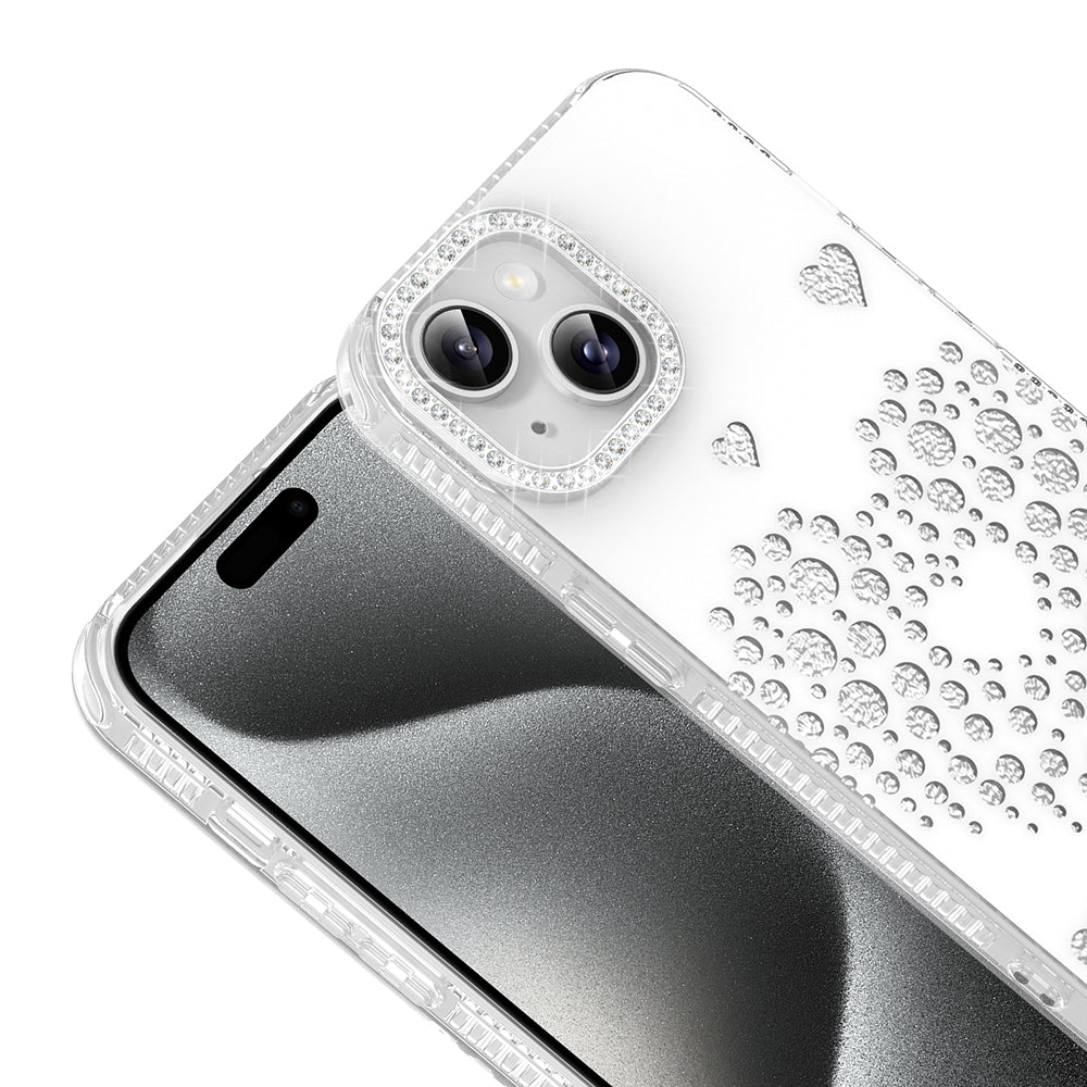 Apple iPhone 14 Kılıf Damla Taşlı Zore Rivas Sert PC Kapak Beyaz