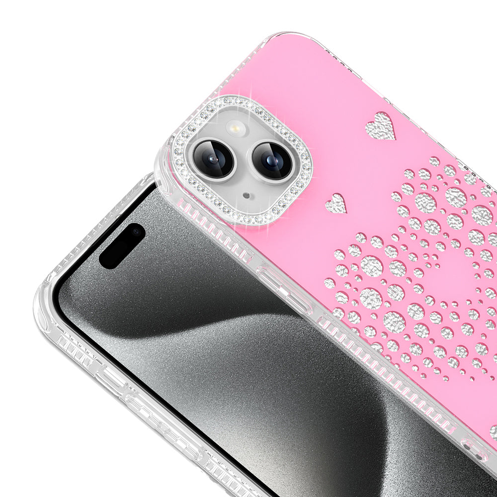 Apple iPhone 14 Kılıf Damla Taşlı Zore Rivas Sert PC Kapak Pembe